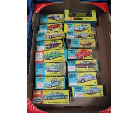 Sixteen Boxed Original Corgi Diecast Toys, all playworn with some parts missing and crushing, tears, repairs to boxes, includ