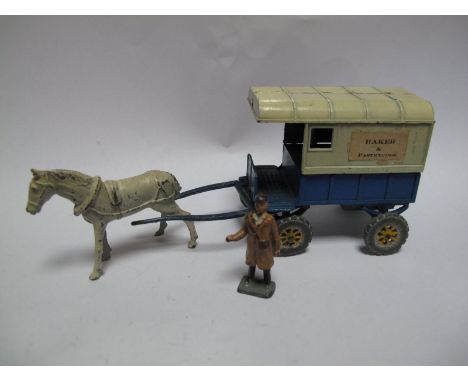 A 1950's Charbens Model of a Horse Drawn Bakers Delivery Van, finished in blue and white, bearing the unusual side label "Bak