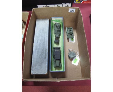 Boxed Pre-war Dinky Royal Tank Corps Set 152, all showing signs of repair, fatigue, parts missing and worn box. With Dinky 25