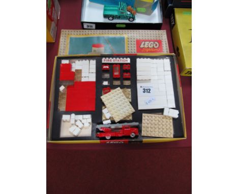 Lego Set No. 308 Fire Station with Fire Engine, signs of wear, boxed with original insert.