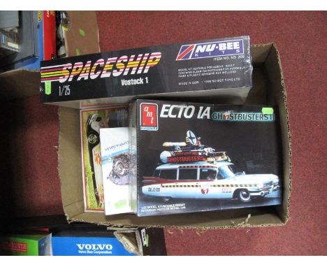 Four Factory Sealed Plastic Model Kits, Nu-be (GDR) 1:25 scale Vostok 1 Satellite, Lindberg ½ scale Jaguar D-Type, AMT 1:25 s