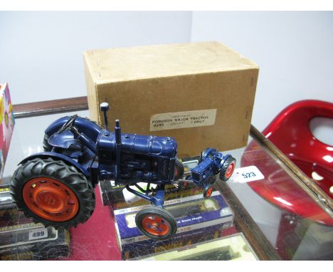 A Large Scale Chad Valley Clockwork Diecast Fordson Major Tractor, No.9235, in dark blue. In very good condition with a few m