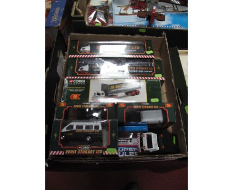 Eight Corgi Eddie Stobart Commercial Vehicles, all boxed, except Shutter Truck, including Volvo Curatinsider, Foden 521 Arcti