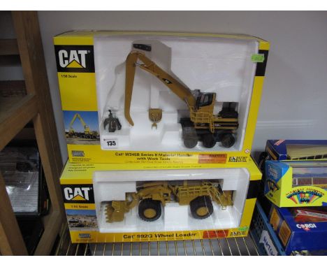 Two Boxed Norscot 1:50 Scale Diecast Models, No.55115, cat 992Gb wheel loader, and No.55122 cat W345B series II material hand