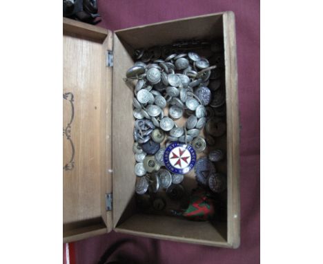 A Midland Railway Ambulance Corps Enamel Badge, and a quantity of Sheffield transport and LMS buttons. 