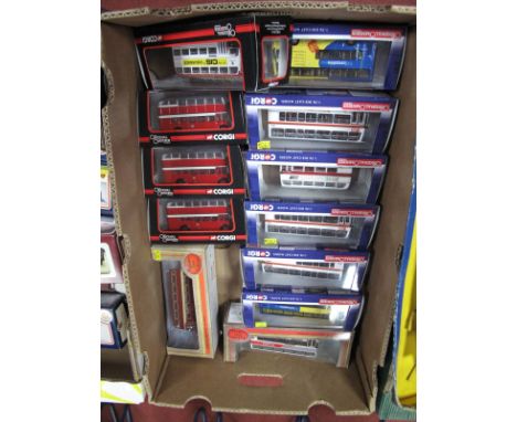 Twelve Boxed "OO" Scale Diecast Coaches and Buses, all Lancashire/North West livery, Corgi Original Omnibus and Gilbow EFE, w