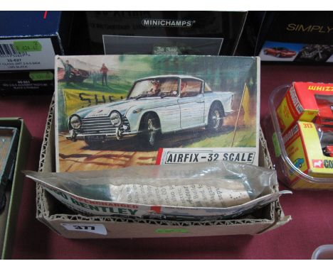 Two Early Airfix Plastic Model Kits, boxed Triumph TR4A No.M202C, and 4½ litre supercharged 1930 Bentley No.1344 in hang bag.