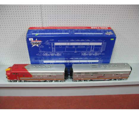 Boxed "G" Scale "USA Trains" EMD F3AB R22257 "Santa Fe", two motors in each unit, Powertrac drive system, operating smoke sta