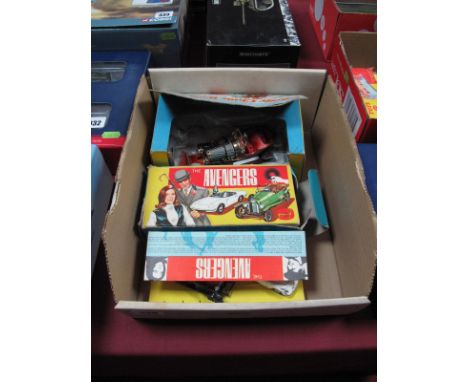Two Boxed Original Corgi Diecast Vehicles, No. 40 Avengers gift set, playworn, Bentley missing windscreen and John Steed, Lot