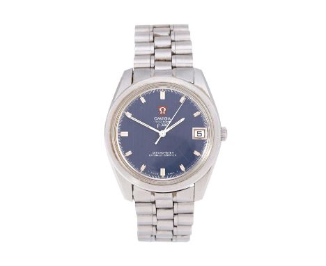 Omega: A Stainless Steel Electronic Calendar Centre Seconds Wristwatch, signed Omega, Chronometer Officially Certified, model