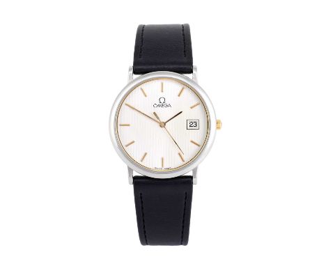 Omega: A Stainless Steel Calendar Centre Seconds Wristwatch, signed Omega, model: DeVille, ref: 196.0312, circa 1990, quartz 