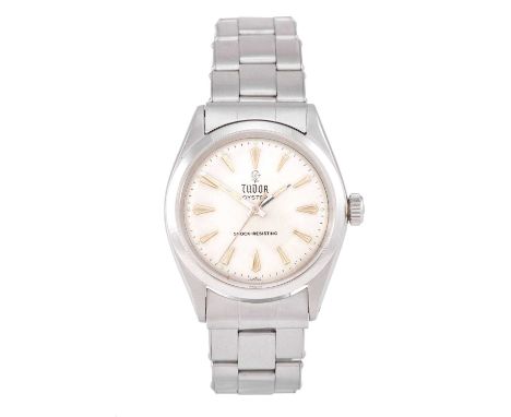 Tudor: A Stainless Steel Centre Seconds Wristwatch, signed Tudor, Oyster, Shock-Resisting, ref: 7934, 1960, manual wound leve