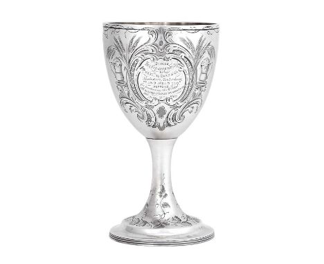 A George III Irish Silver Goblet,  Maker's Mark WG or WC Incuse, Dublin, 1795 the bowl tapering cylindrical and on spreading 