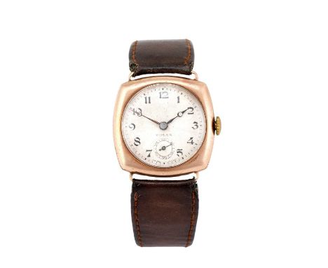 Rolex: A 9 Carat Gold Wristwatch, signed Rolex, 1924, manual wound lever movement signed Rolex Extra Prima, timed to six posi