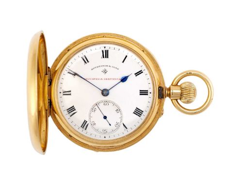 Rotherham &amp; Sons: An 18 Carat Gold Full Hunter Pocket Watch, retailed by Rotherham &amp; Sons, 1907, manual wound lever m