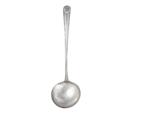 An American Silver Soup-Ladle,  by John Burger, New York, New York, Late 18th Century Old English pattern, with feather edge 