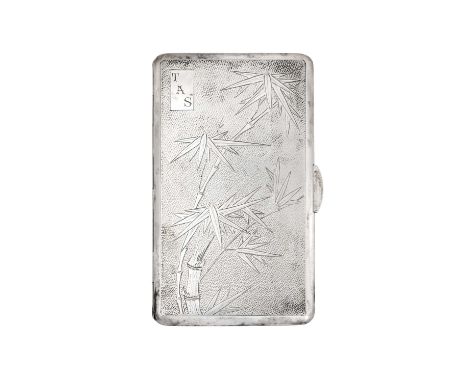 A Chinese Export Silver Cigarette-Case,  Artisan Workshop Mark of Sheng, Canton and Hong Kong, Retailed by Wai Kee Jewellers 