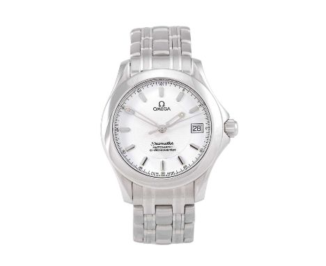 Omega: A Stainless Steel Automatic Calendar Centre Seconds Wristwatch, signed Omega, model: Seamaster, ref: 25012100, circa 2