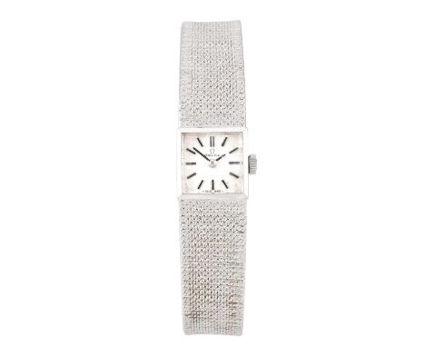 Omega: A Lady's 9 Carat White Gold Wristwatch, signed Omega, 1975, (calibre 485) manual wound lever movement signed and numbe