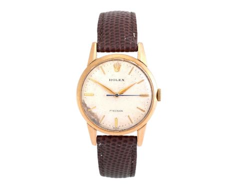 Rolex: A 9 Carat Gold Centre Seconds Wristwatch, signed Rolex, Precision, 1959, (calibre 1210) manual wound lever movement si