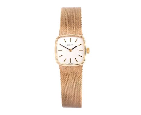 Zenith: A Lady's 9 Carat Gold Wristwatch, signed Zenith, 1973, manual wound lever movement signed, silvered dial with baton m