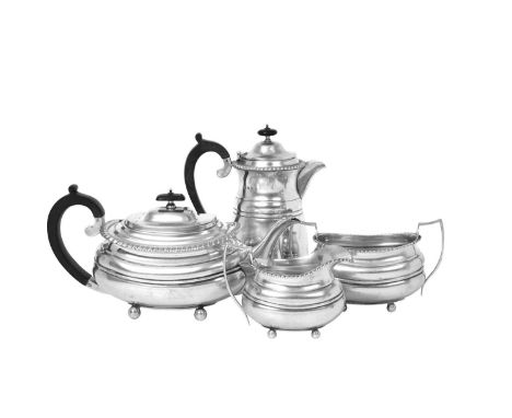 A Four-Piece George V Silver Tea-Service,  by William Hutton and Sons, Sheffield, 1928 each piece in the George III-style, ta