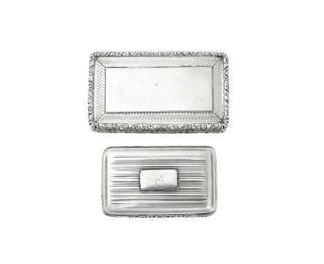 A William IV Silver Snuff-Box,  Maker's Mark TS, Birmingham, 1835 oblong, the hinged cover with a vacant centre surrounded by