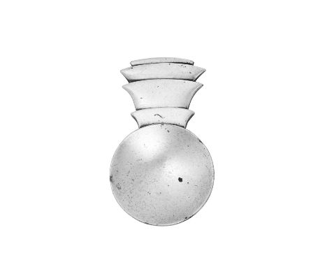 A George V Silver Caddy-Spoon,  by Charles Boyton, London, 1938  in the Art Deco-style, the handle stepped and with round bow