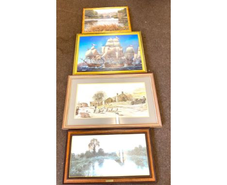 Selection of 4 framed prints by Ivan berryman, In engine largest measures 24 inches tall