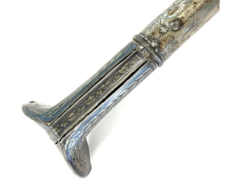 Ottoman Yataghan sword, probably Greek or Balkan 19th century, bottom part of scabbard dated 1821, the top part engraved with