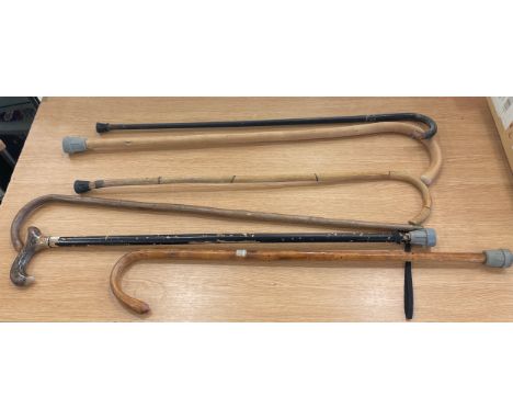 5 assorted vintage and later walking sticks