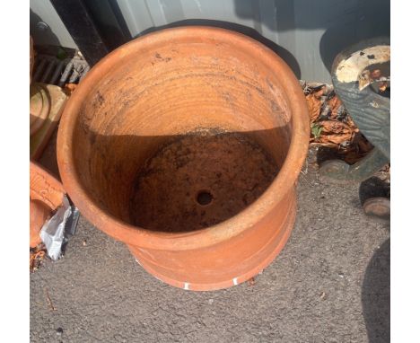 Terracotta garden planter measures approx 12 inches tall by 15 inches diameter