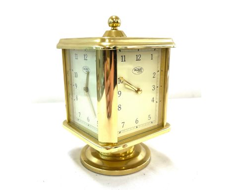 Jaccard by Hilser Office 4 Face World Rotating Desk brass Mantle Clock, untested