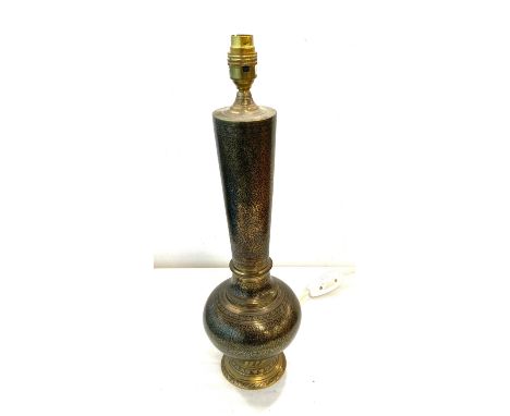Vintage persian / Middle Eastern mixed metal lamp, untested, approximate height of lamp 19 inches