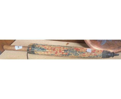 vintage oriental hand painted paper parasol/ umbrella 