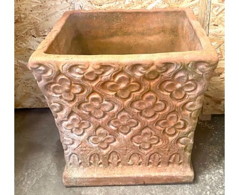 Terracota planter, overall height 16 inches, 16 inches square