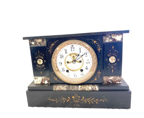 Slate 2 Key hole mantle clock, untested, has pendulum but no key