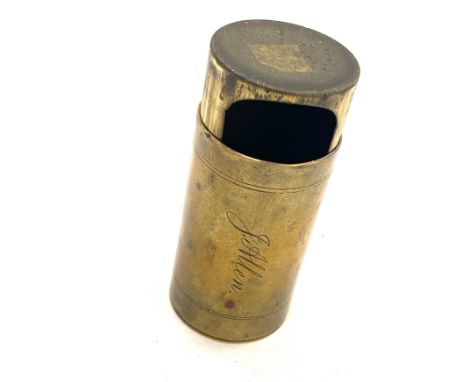 Georgian/ Victorian snuff box marked J.Allen brass cylindrical shape 