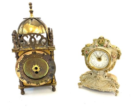 Vintage Smiths brass dome topped clock and a vintage muscial dressing table clock, both untested 