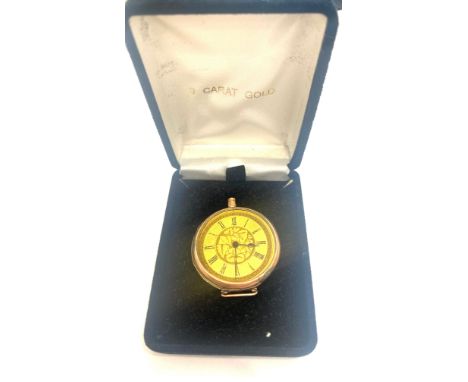 Vintage 9ct gold cased pocket watch, untested, missing bezel