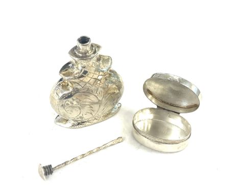 Vintage sterling silver pill box and scent bottle 