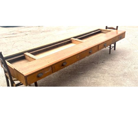 Large oak counter top with drawers, ideal for restoration, Length 105 inches, Width 32 inches, Overall height 7 inches