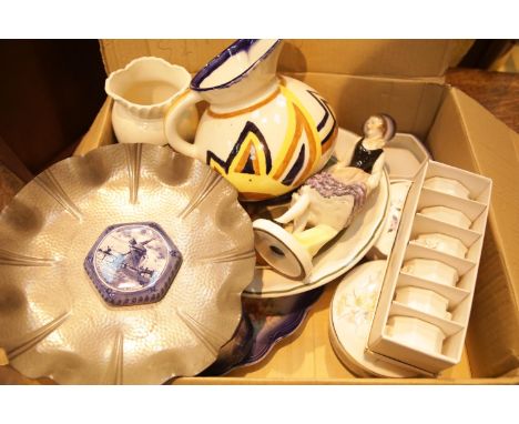 Box of mixed ceramics including Delft etc. This item is not available for in-house P&amp;P 