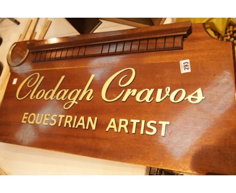 Hardwood hand painted sign with attached horseshoe. This item is not available for in-house P&amp;P 