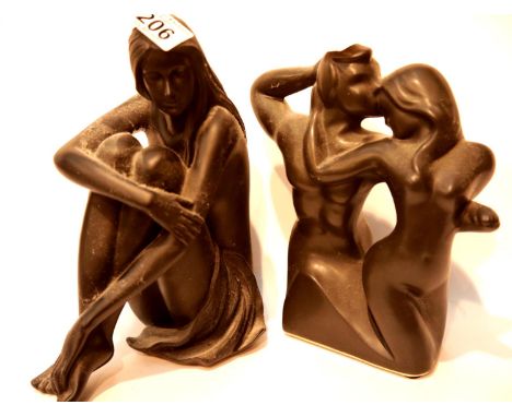 Two contemporary ceramic figurines. This lot is not available for in-house P&amp;P. 