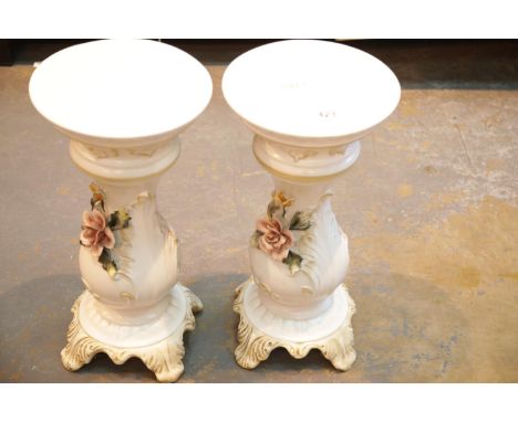 Pair of Capodimonte ceramic jardiniers, H: 45 cm. This lot is not available for in-house P&amp;P. 