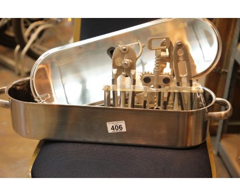 Stainless steel fish kettle and kitchen tools. This lot is not available for in-house P&amp;P. 