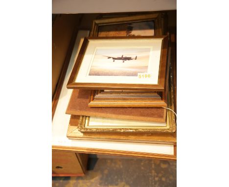 Collection of mixed framed and glazed pictures including a vintage oil on board seascape. This lot is not available for in-ho
