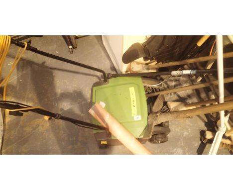 Collection of mixed gardening tools including lawnmower. This lot is not available for in-house P&amp;P. 