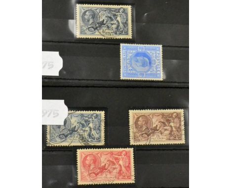 Great Britain. 1934 Re-engraved Seahorse set. Good used. 1912 10s blue. Lightly mounted (Horizontal crease not detracting). 1